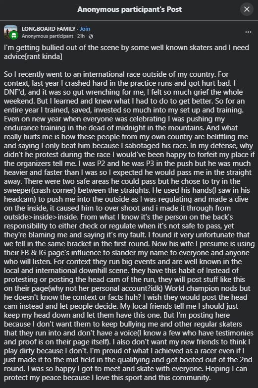 Skater bullied out of the scene