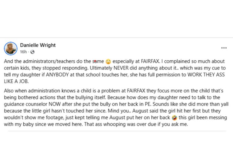 Fairfax School Ignored Complaints and Refused to Share Footage Leading My Daughter to Defend Herself in PE Against a Bully Who Hasn’t Touched Her Since