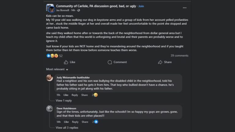 Carlisle PA child harassment incident