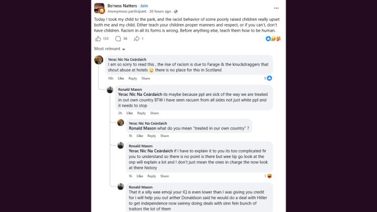 Racist behavior Bo'ness