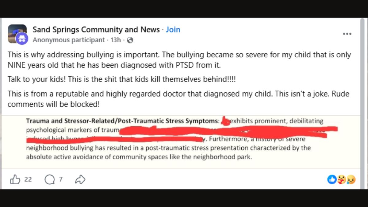 9-Year-Old Diagnosed with PTSD After Severe School Bullying, Parent ...